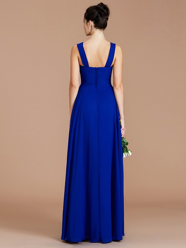 Empire Sweetheart Sleeveless Ruched Floor-Length Chiffon Bridesmaid Dresses 2868