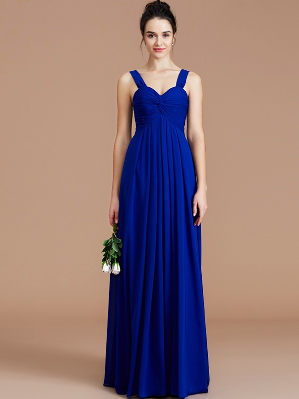 Empire Sweetheart Sleeveless Ruched Floor-Length Chiffon Bridesmaid Dresses 2868