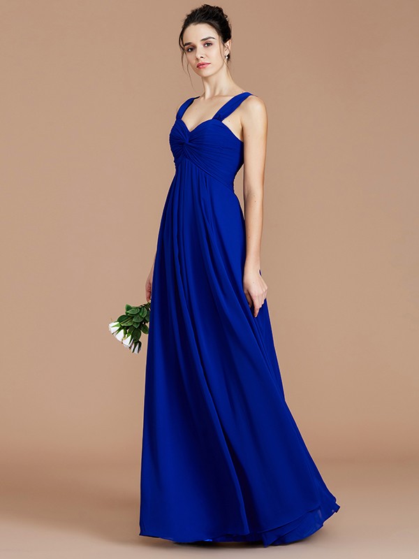 Empire Sweetheart Sleeveless Ruched Floor-Length Chiffon Bridesmaid Dresses 2868