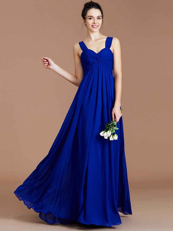 Empire Sweetheart Sleeveless Ruched Floor-Length Chiffon Bridesmaid Dresses 2868