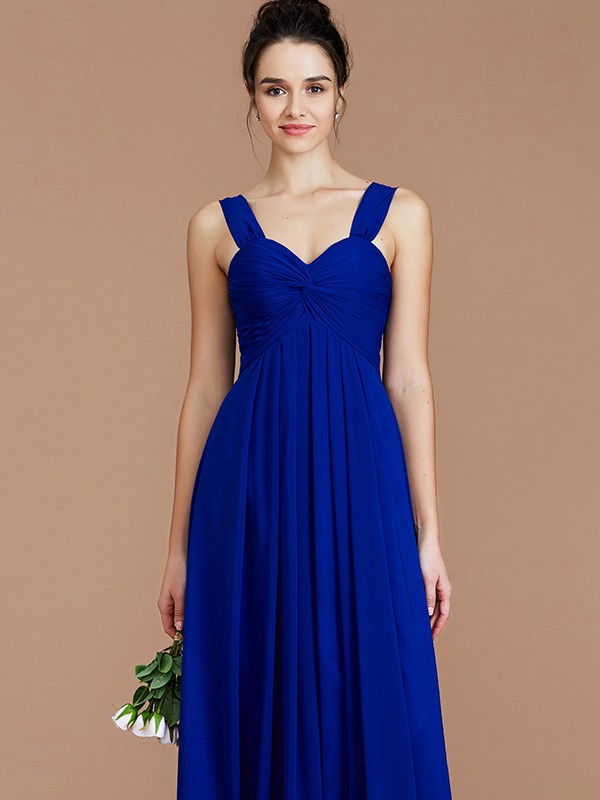 Empire Sweetheart Sleeveless Ruched Floor-Length Chiffon Bridesmaid Dresses 2868