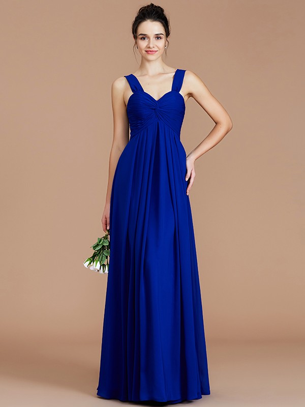 Empire Sweetheart Sleeveless Ruched Floor-Length Chiffon Bridesmaid Dresses 2868