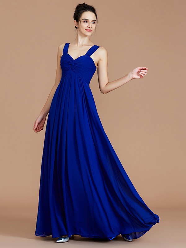 Empire Sweetheart Sleeveless Ruched Floor-Length Chiffon Bridesmaid Dresses 2868