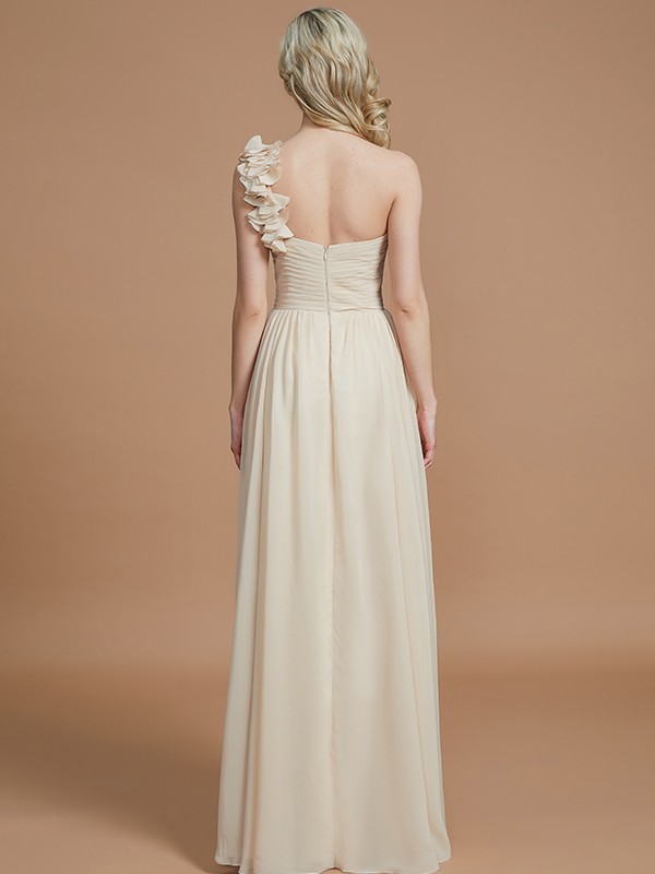 A-Line/Princess One-Shoulder Sleeveless Floor-Length Chiffon Bridesmaid Dresses 2397