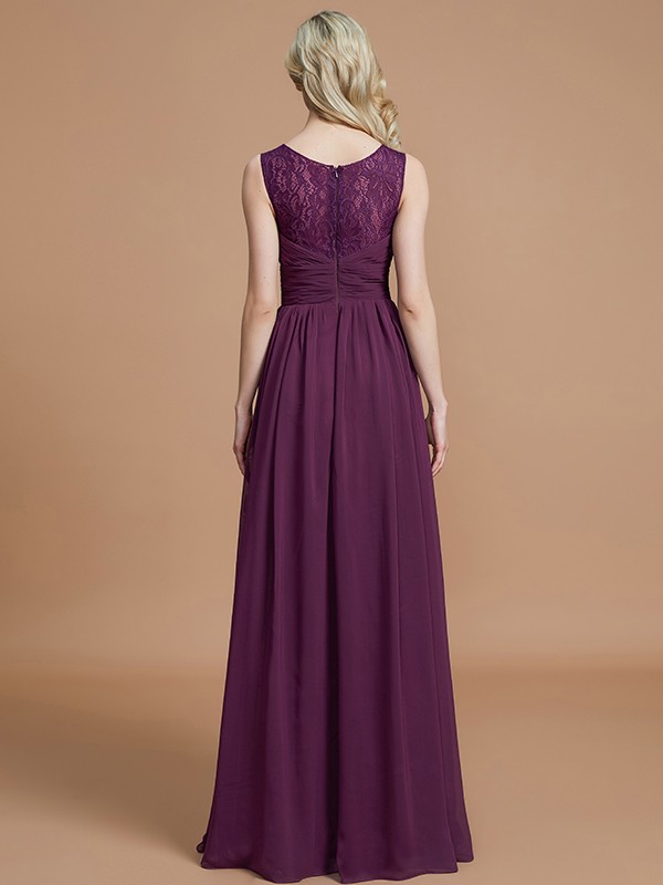 A-Line/Princess Sleeveless V-neck Floor-Length Chiffon Bridesmaid Dresses 2534