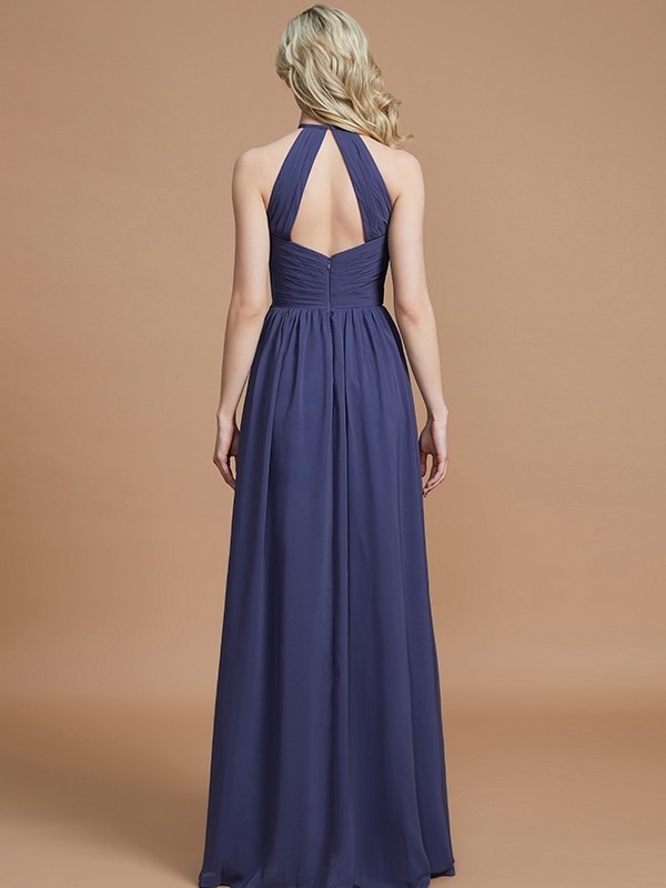 A-Line/Princess Scoop Chiffon Sleeveless Floor-Length Bridesmaid Dresses 2438