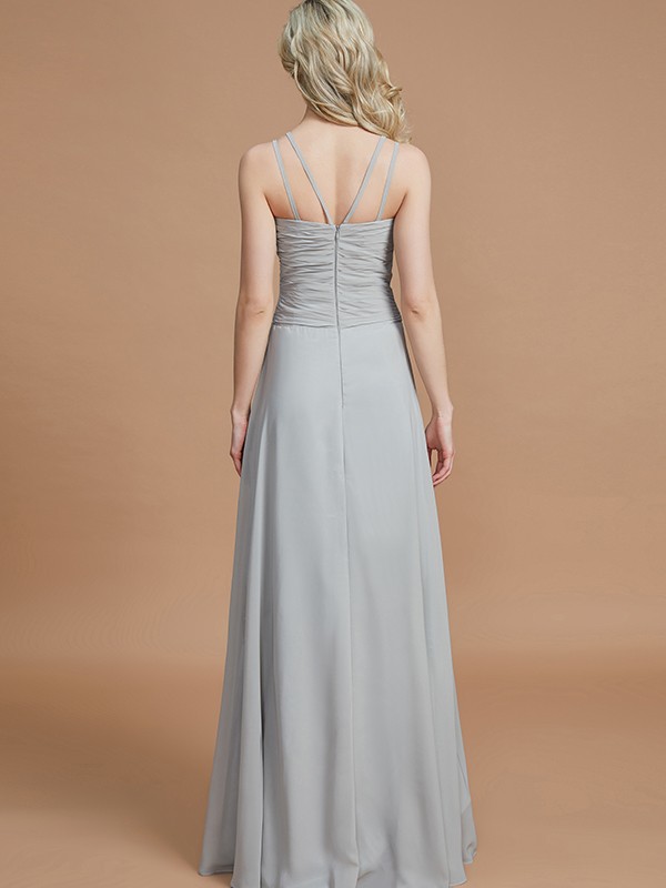 A-Line/Princess V-neck Chiffon Floor-Length Sleeveless Bridesmaid Dresses 2785