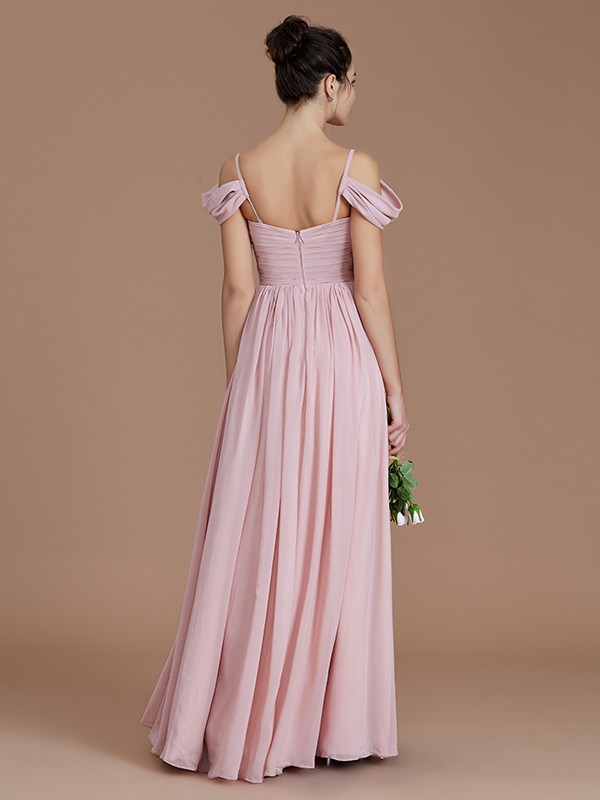 A-Line/Princess Off-the-Shoulder Sleeveless Ruched Floor-Length Chiffon Bridesmaid Dresses 2362