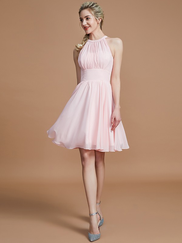 A-Line/Princess Chiffon Knee-Length Sleeveless Scoop Bridesmaid Dresses 2138