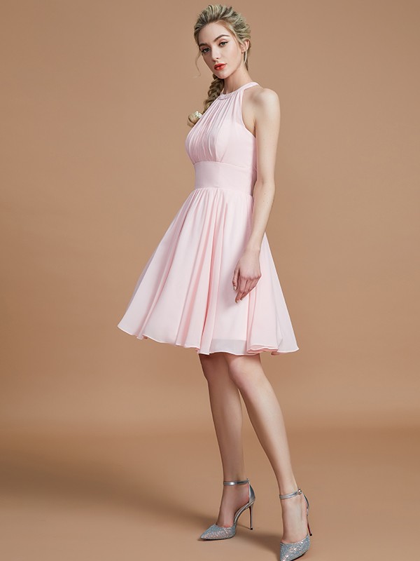 A-Line/Princess Chiffon Knee-Length Sleeveless Scoop Bridesmaid Dresses 2138