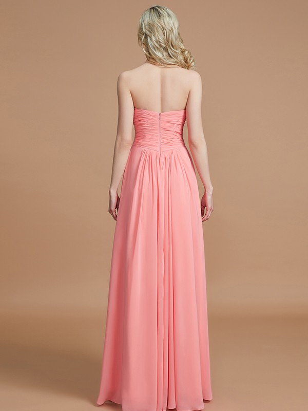 A-Line/Princess Sweetheart Sleeveless Floor-Length Chiffon Bridesmaid Dresses 2729