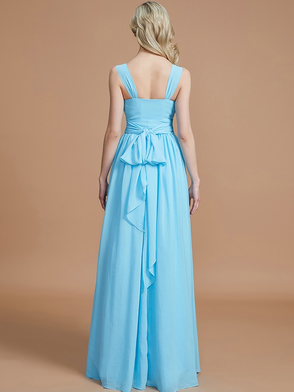 A-Line/Princess V-neck Chiffon Floor-Length Sleeveless Bridesmaid Dresses 2786