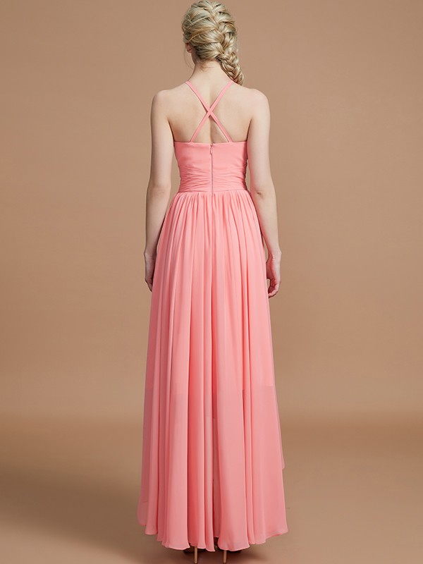 A-Line/Princess Halter Asymmetrical Sleeveless Chiffon Bridesmaid Dresses 2263