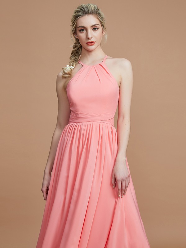 A-Line/Princess Halter Asymmetrical Sleeveless Chiffon Bridesmaid Dresses 2263