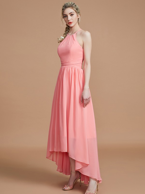 A-Line/Princess Halter Asymmetrical Sleeveless Chiffon Bridesmaid Dresses 2263