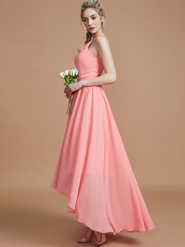 A-Line/Princess Halter Asymmetrical Sleeveless Chiffon Bridesmaid Dresses 2263