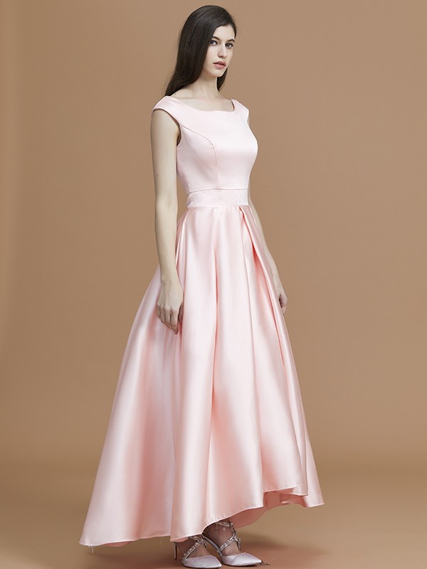 A-Line/Princess Bateau Sleeveless Asymmetrical Ruffles Satin Bridesmaid Dresses 2107