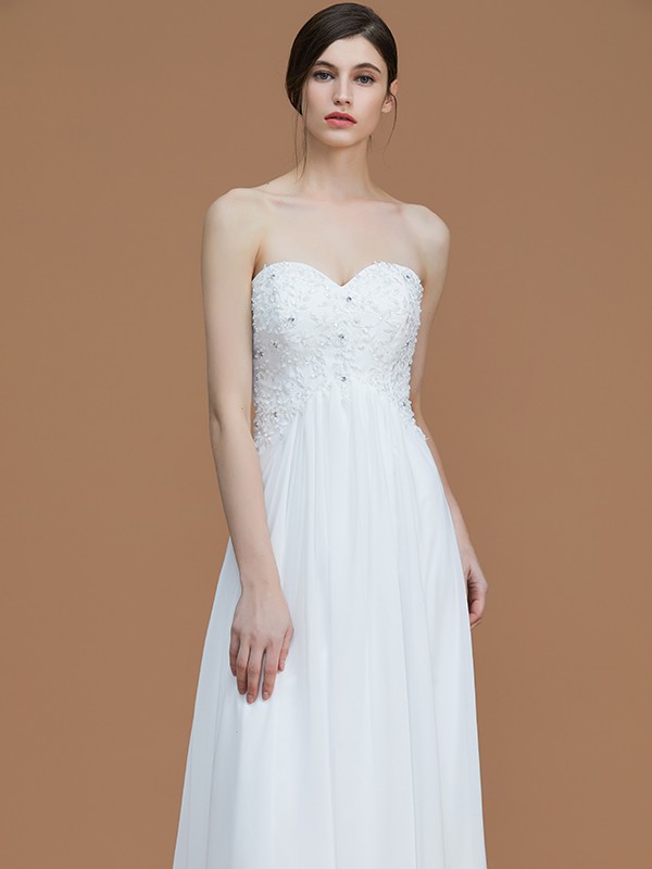 A-Line/Princess Sweetheart Sleeveless Sweep/Brush Train Beading Chiffon Bridesmaid Dresses 2756