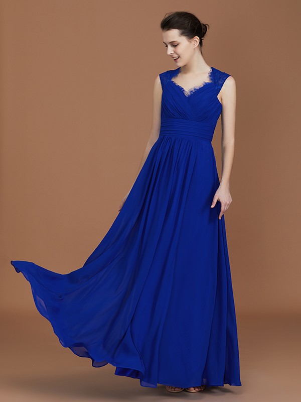 A-Line/Princess Sweetheart Sleeveless Ruffles Floor-Length Chiffon Bridesmaid Dresses 2752