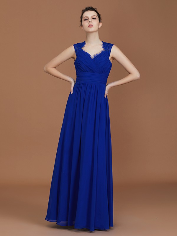 A-Line/Princess Sweetheart Sleeveless Ruffles Floor-Length Chiffon Bridesmaid Dresses 2752