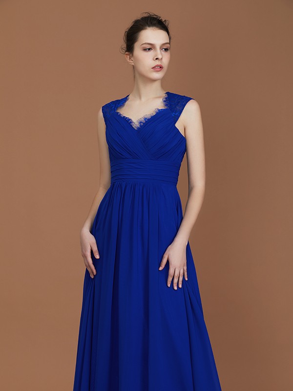 A-Line/Princess Sweetheart Sleeveless Ruffles Floor-Length Chiffon Bridesmaid Dresses 2752