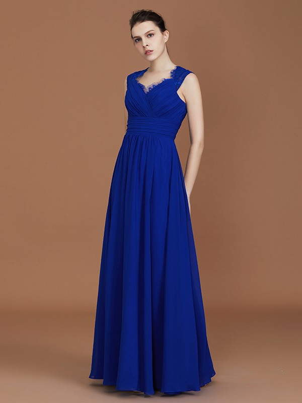 A-Line/Princess Sweetheart Sleeveless Ruffles Floor-Length Chiffon Bridesmaid Dresses 2752