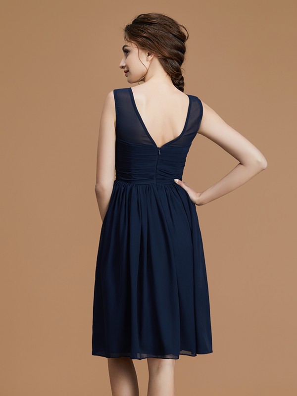 A-Line/Princess Bateau Sleeveless Short/Mini Ruffles Chiffon Bridesmaid Dresses 2119