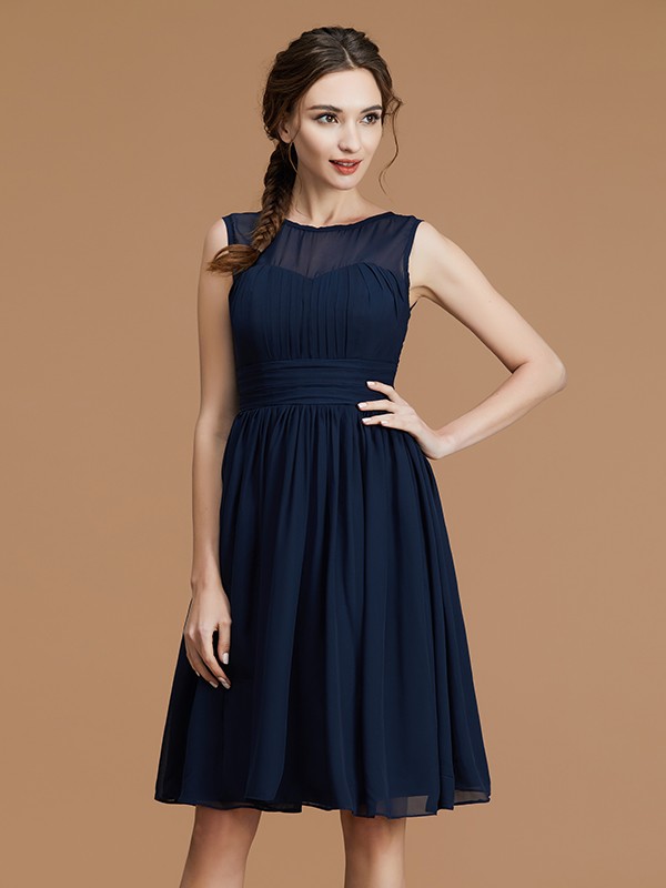 A-Line/Princess Bateau Sleeveless Short/Mini Ruffles Chiffon Bridesmaid Dresses 2119