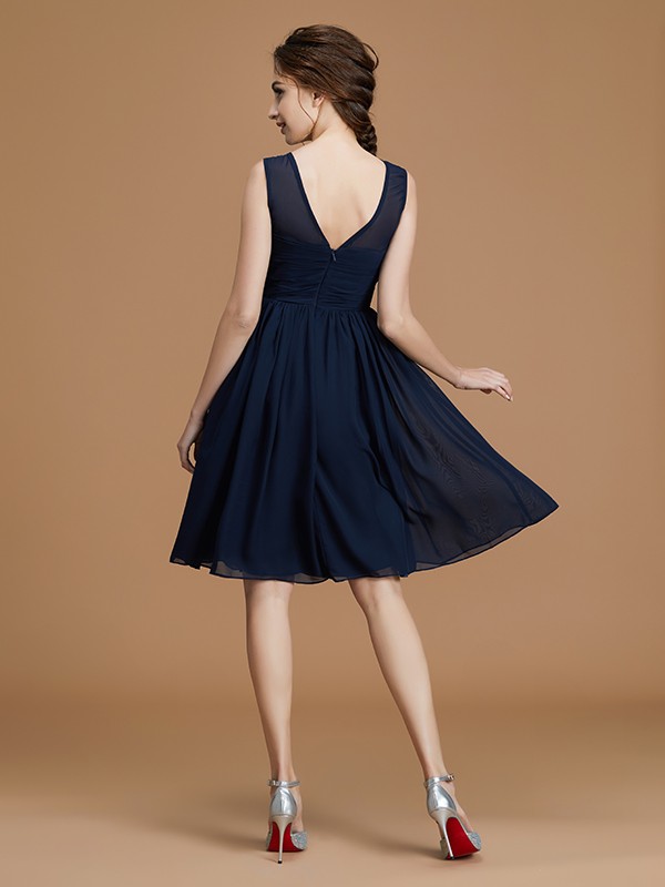 A-Line/Princess Bateau Sleeveless Short/Mini Ruffles Chiffon Bridesmaid Dresses 2119