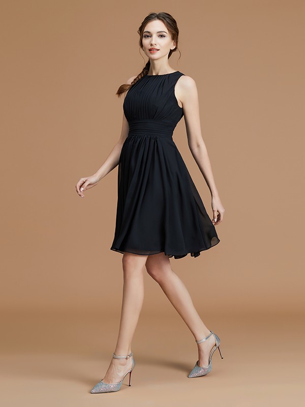 A-Line/Princess Bateau Sleeveless Short/Mini Ruffles Chiffon Bridesmaid Dresses 2120