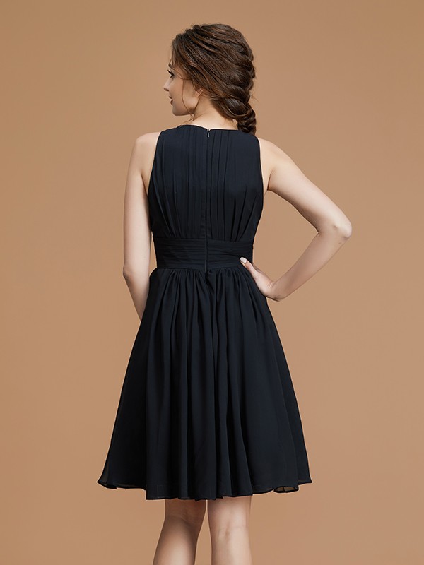 A-Line/Princess Bateau Sleeveless Short/Mini Ruffles Chiffon Bridesmaid Dresses 2120