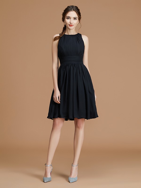 A-Line/Princess Bateau Sleeveless Short/Mini Ruffles Chiffon Bridesmaid Dresses 2120