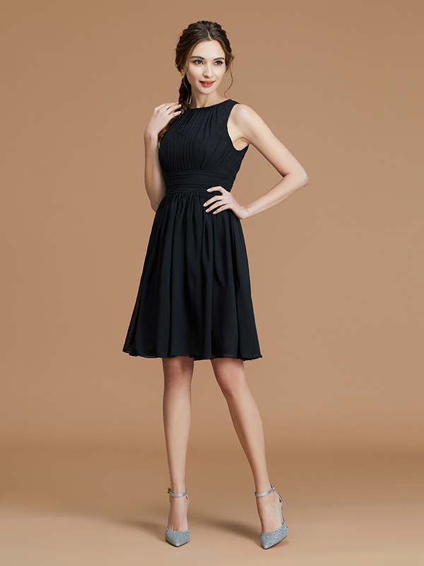 A-Line/Princess Bateau Sleeveless Short/Mini Ruffles Chiffon Bridesmaid Dresses 2120