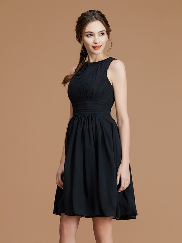 A-Line/Princess Bateau Sleeveless Short/Mini Ruffles Chiffon Bridesmaid Dresses 2120