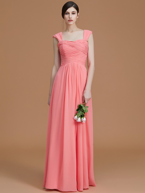 A-Line/Princess Sweetheart Sleeveless Floor-Length Ruched Chiffon Bridesmaid Dresses 2735