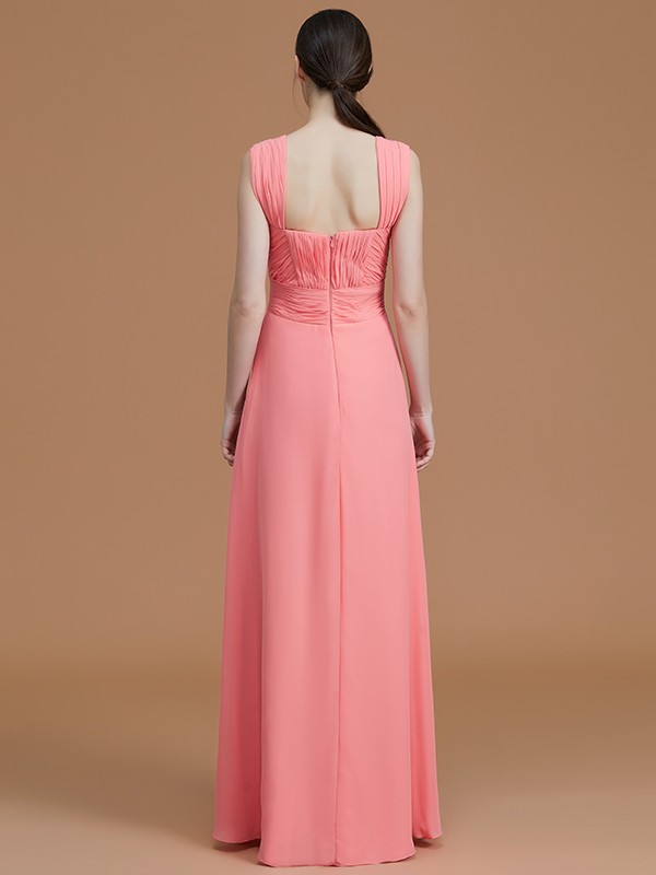 A-Line/Princess Sweetheart Sleeveless Floor-Length Ruched Chiffon Bridesmaid Dresses 2735