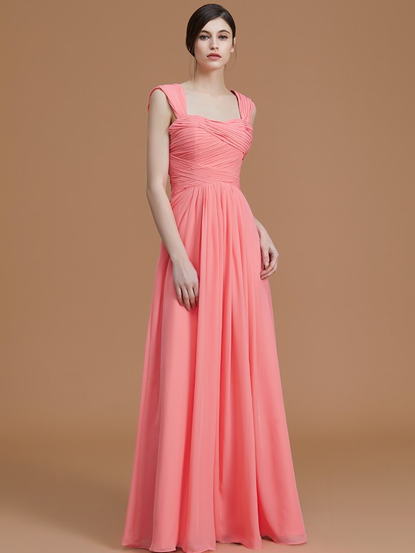 A-Line/Princess Sweetheart Sleeveless Floor-Length Ruched Chiffon Bridesmaid Dresses 2735