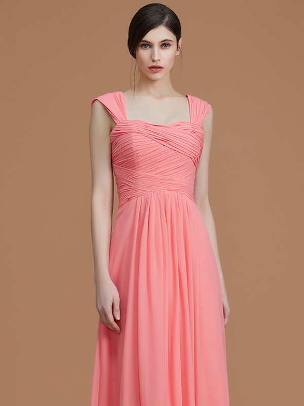 A-Line/Princess Sweetheart Sleeveless Floor-Length Ruched Chiffon Bridesmaid Dresses 2735