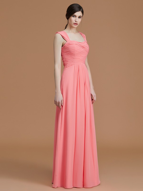 A-Line/Princess Sweetheart Sleeveless Floor-Length Ruched Chiffon Bridesmaid Dresses 2735