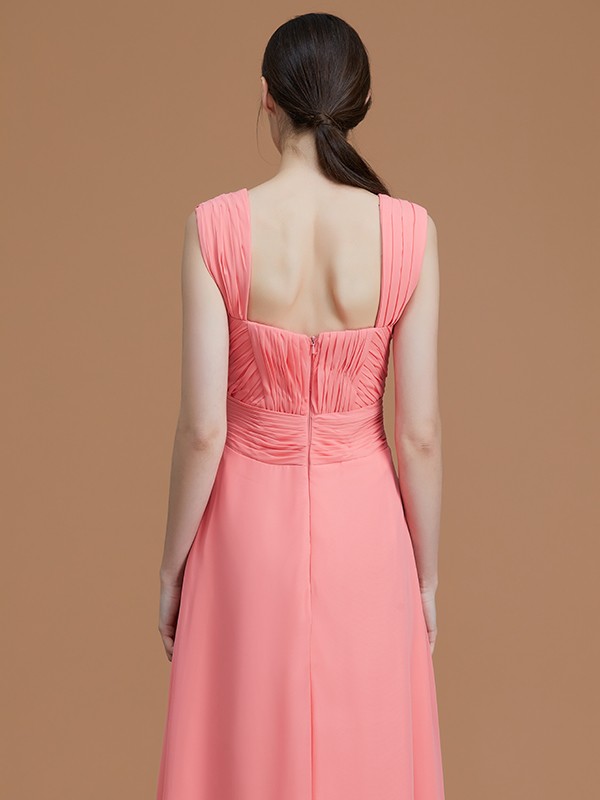 A-Line/Princess Sweetheart Sleeveless Floor-Length Ruched Chiffon Bridesmaid Dresses 2735