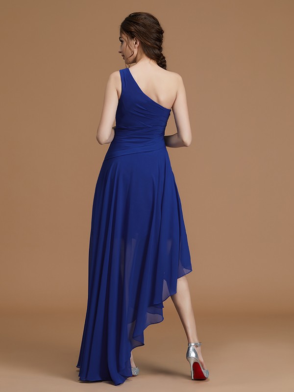 A-Line/Princess One-Shoulder Sleeveless Asymmetrical Ruffles Chiffon Bridesmaid Dresses 2394