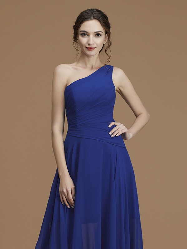 A-Line/Princess One-Shoulder Sleeveless Asymmetrical Ruffles Chiffon Bridesmaid Dresses 2394