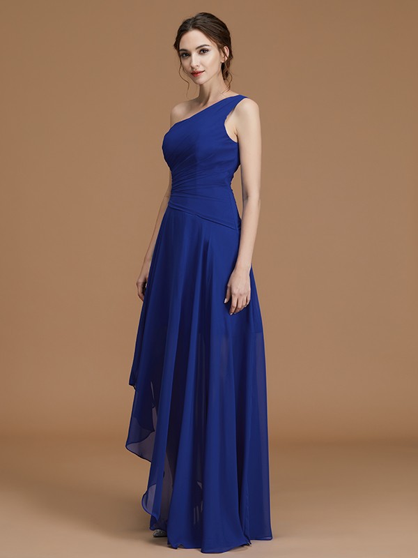 A-Line/Princess One-Shoulder Sleeveless Asymmetrical Ruffles Chiffon Bridesmaid Dresses 2394