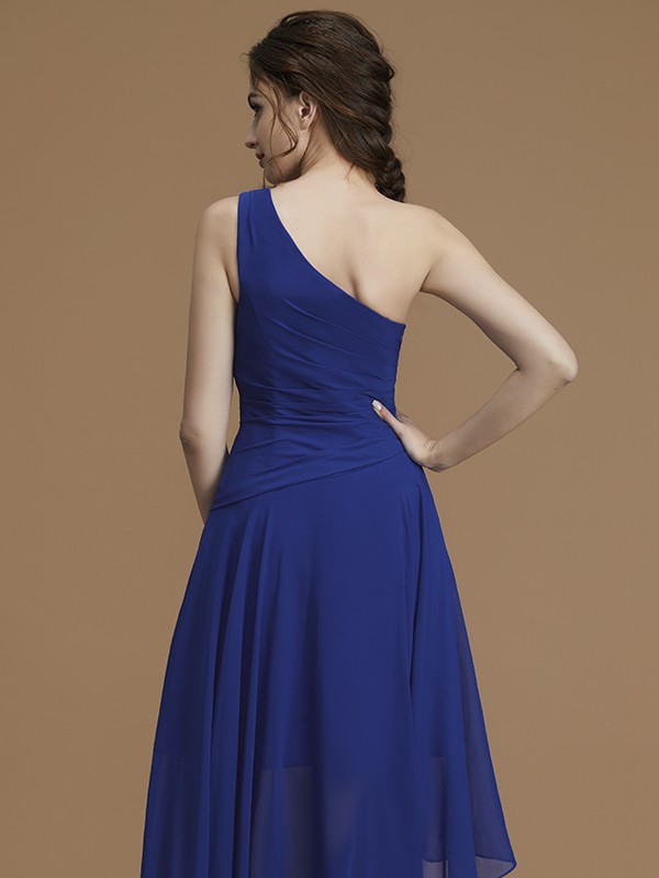 A-Line/Princess One-Shoulder Sleeveless Asymmetrical Ruffles Chiffon Bridesmaid Dresses 2394