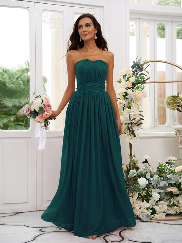 A-Line/Princess Chiffon Ruffles Strapless Sleeveless Floor-Length Bridesmaid Dresses 2216