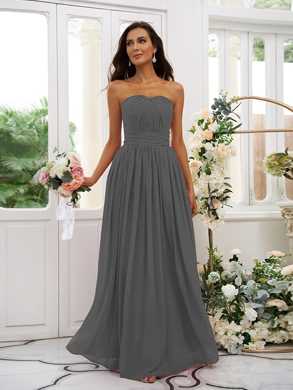 A-Line/Princess Chiffon Ruffles Strapless Sleeveless Floor-Length Bridesmaid Dresses 2216