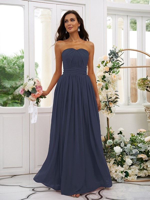 A-Line/Princess Chiffon Ruffles Strapless Sleeveless Floor-Length Bridesmaid Dresses 2216