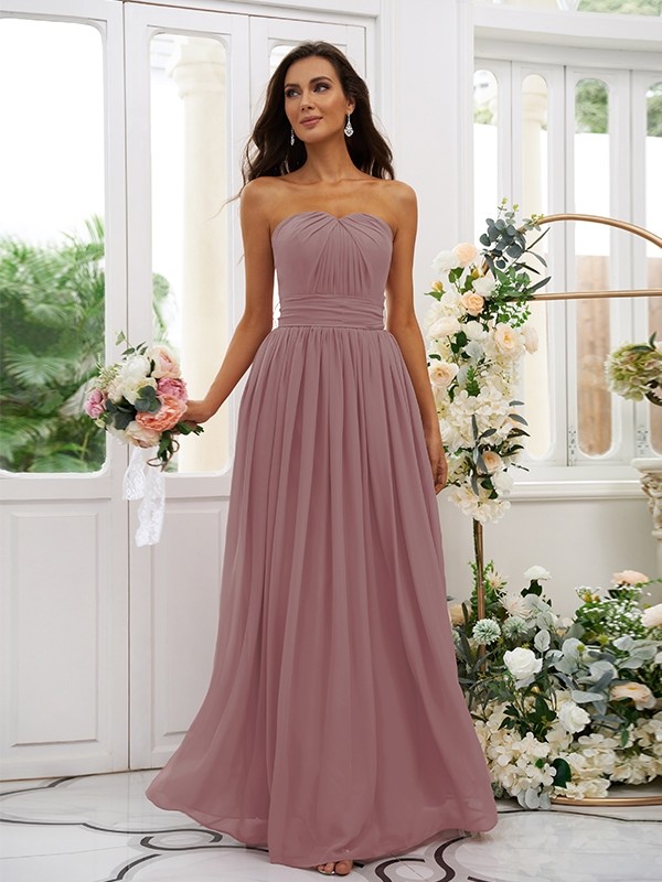 A-Line/Princess Chiffon Ruffles Strapless Sleeveless Floor-Length Bridesmaid Dresses 2216