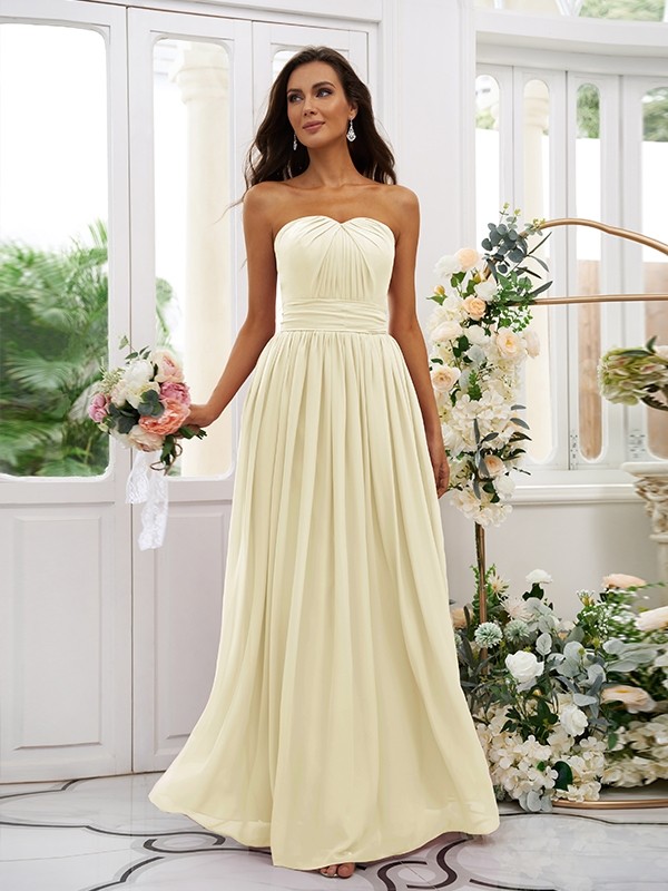 A-Line/Princess Chiffon Ruffles Strapless Sleeveless Floor-Length Bridesmaid Dresses 2216