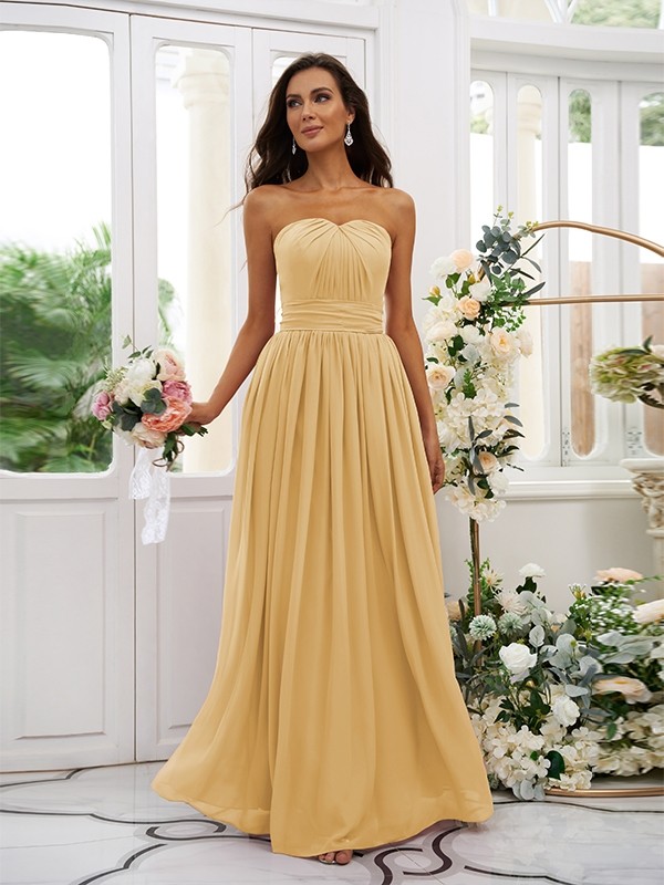 A-Line/Princess Chiffon Ruffles Strapless Sleeveless Floor-Length Bridesmaid Dresses 2216